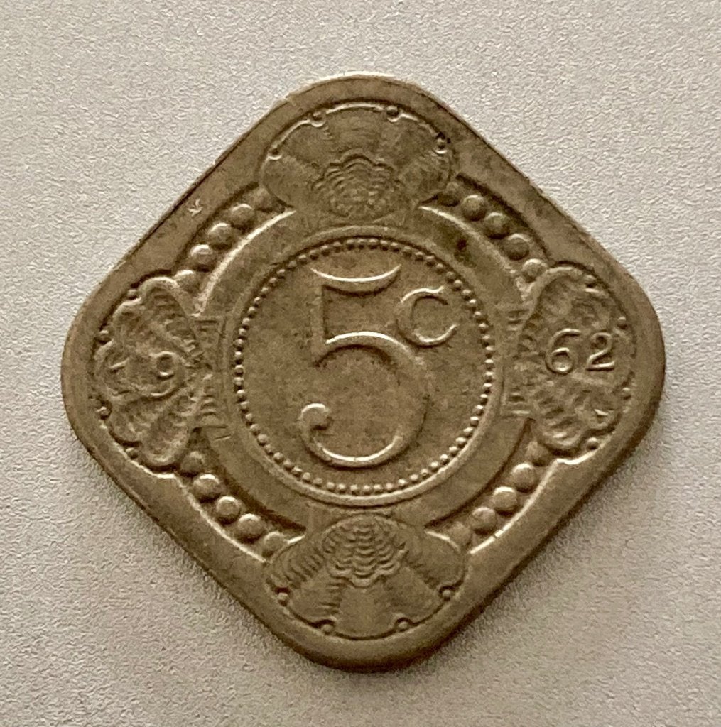 5 Cent / vierkante stuiver Nederlandse Antillen 1962, Verzenden, Koningin Juliana, 5 cent, Losse munt