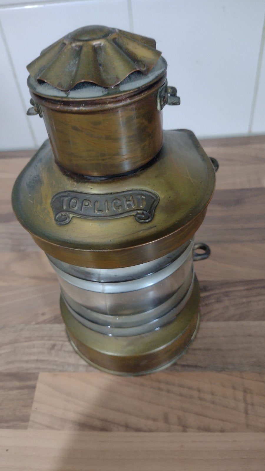 Authentieke niet-omgebouwde scheepslamp - Toplicht, Antiek en Kunst, Ophalen of Verzenden