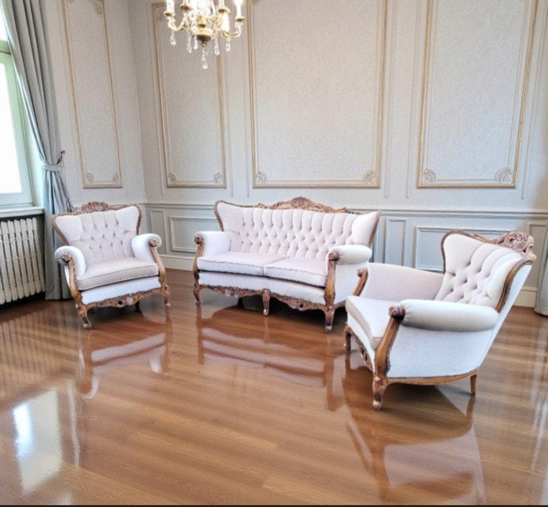 Chesterfield vintage barok bankstel set 2.5 zits  en 2 faute, Huis en Inrichting, Banken | Bankstellen, Ophalen of Verzenden
