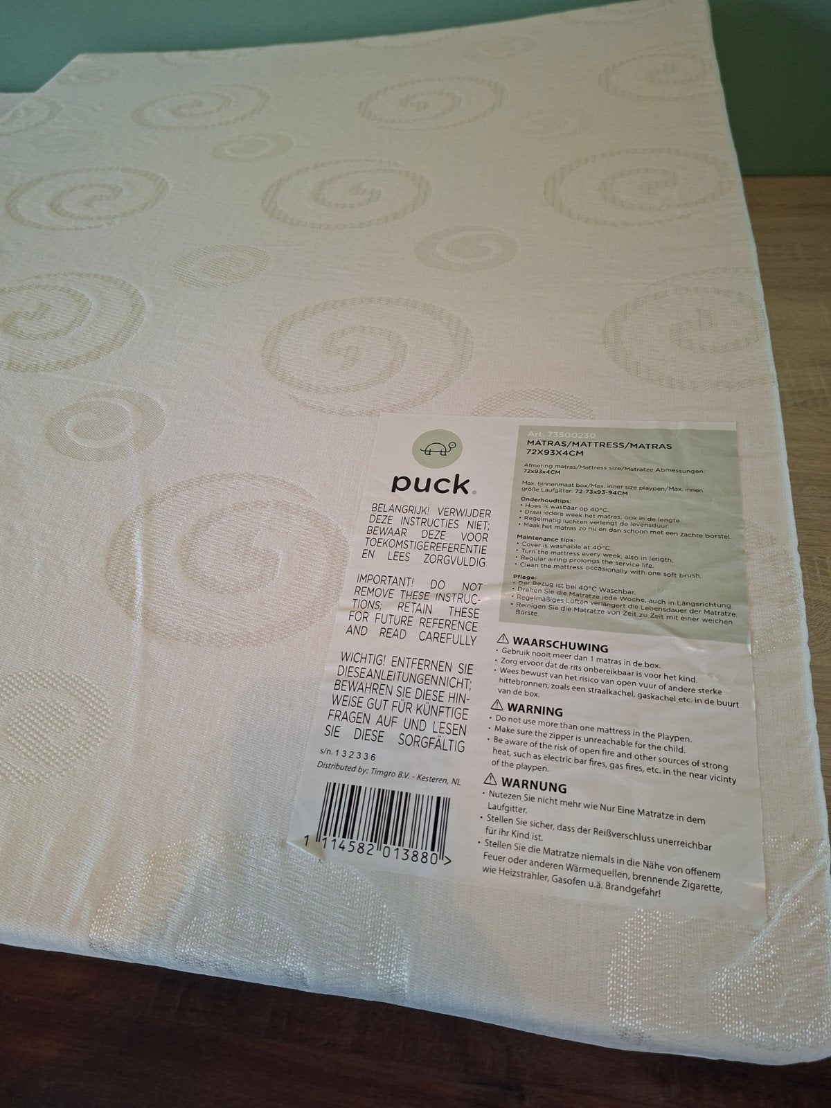 box matras puck + box kleed koeka, Ophalen of Verzenden, Zo goed als nieuw, Boxkleed