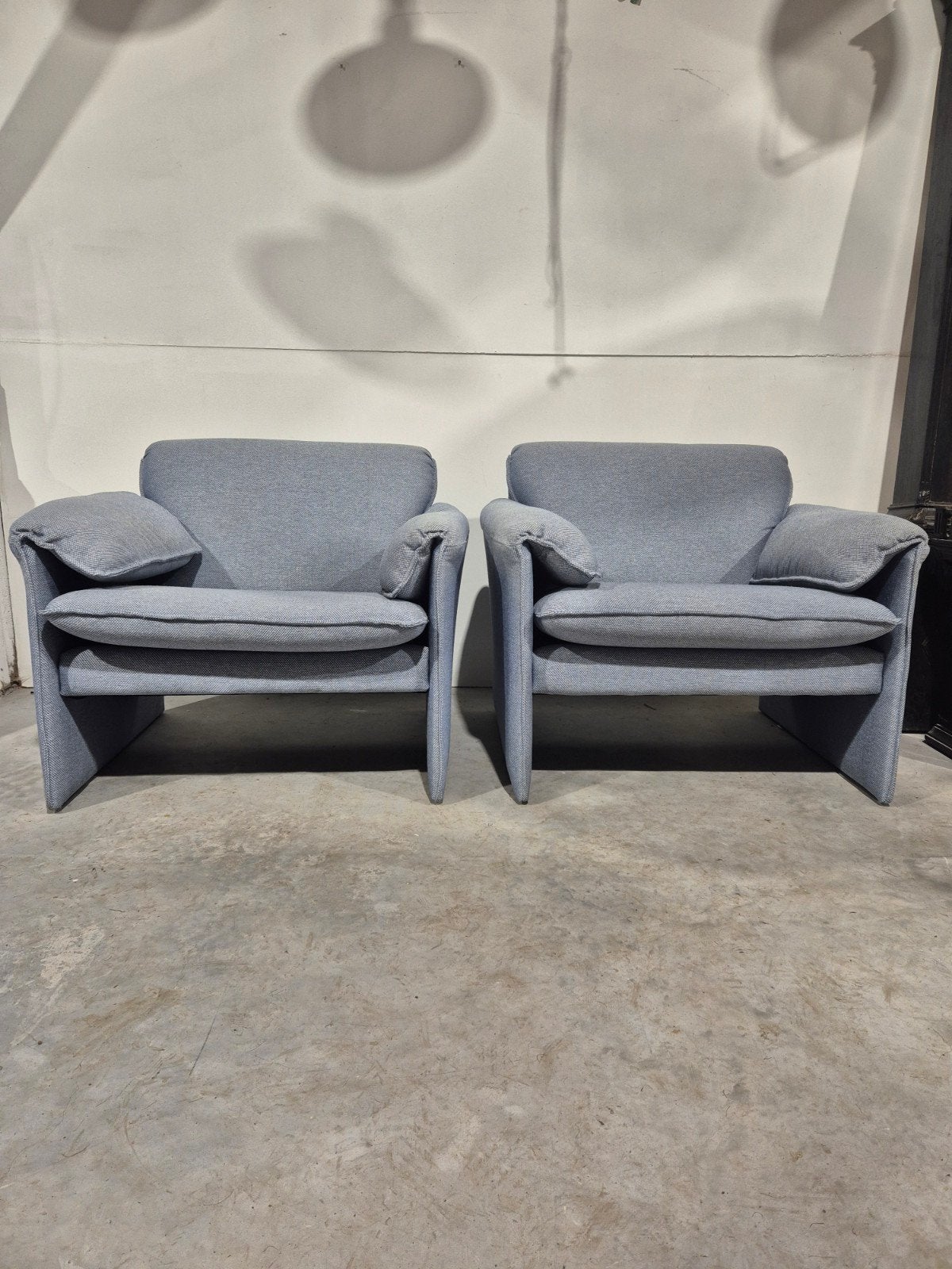 2 x bora bora leolux fauteuil grijsblauwe stof, Leolux, Onbekend, 75 tot 100 cm, Ophalen of Verzenden