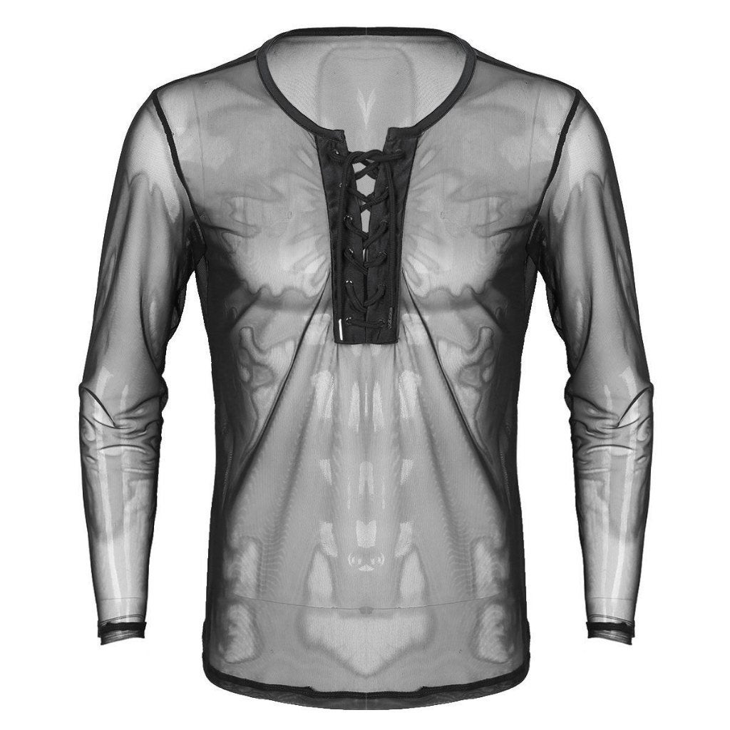 Zwart doorzichtig heren shirt / transparant sexy top M L XL, Verzenden, Nieuw, Overige maten, Overige thema's