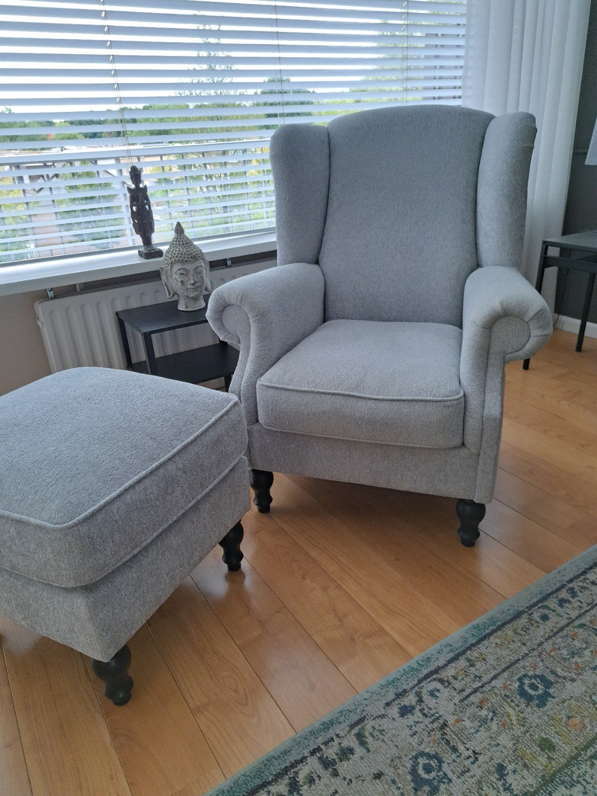 Oorfauteuil met Hocker, Huis en Inrichting, Fauteuils, Minder dan 75 cm, Ophalen of Verzenden, Zo goed als nieuw, 75 tot 100 cm