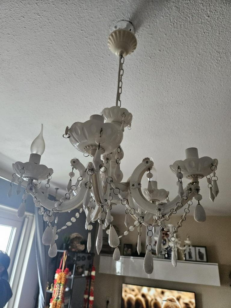 Kroonluchter lamp 2 stuks, Ophalen, Gebruikt, Kunststof, Wit