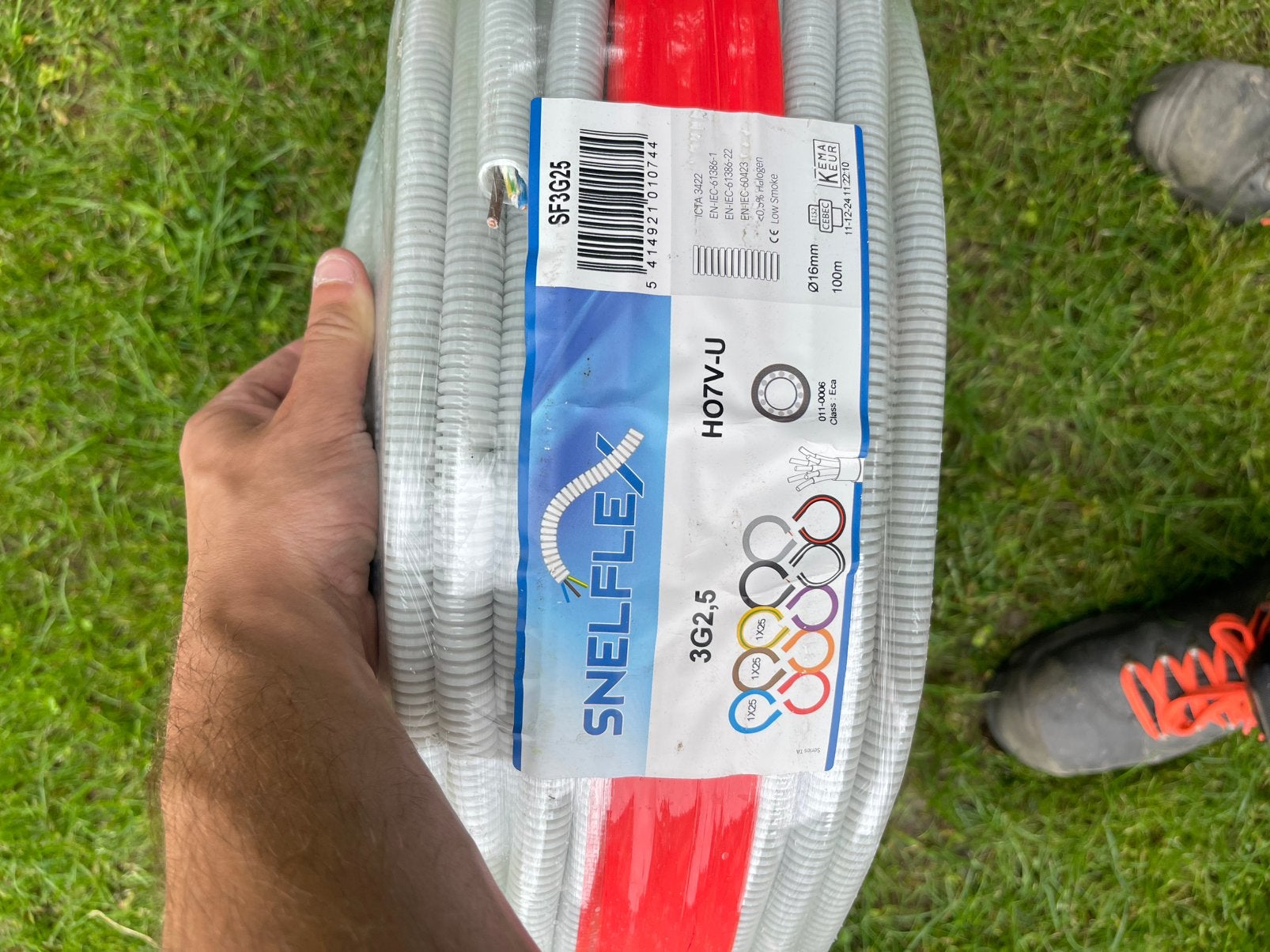 Snelflex flexibele buis VD draad 3x2.5mm2 - 16mm - rol 100m, Ophalen, Nieuw, Kabel of Snoer