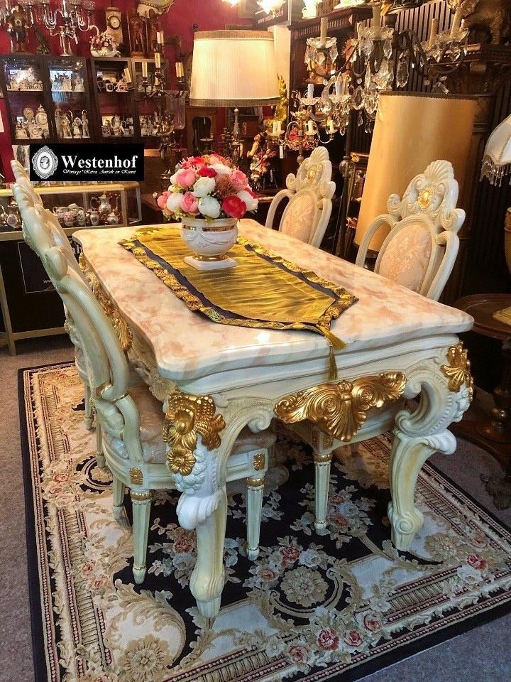 Barok eettafel luxe eethoek tafel 4 stoelen eetkamerstoelen, Ophalen, Overige materialen, Klassiek, 50 tot 100 cm