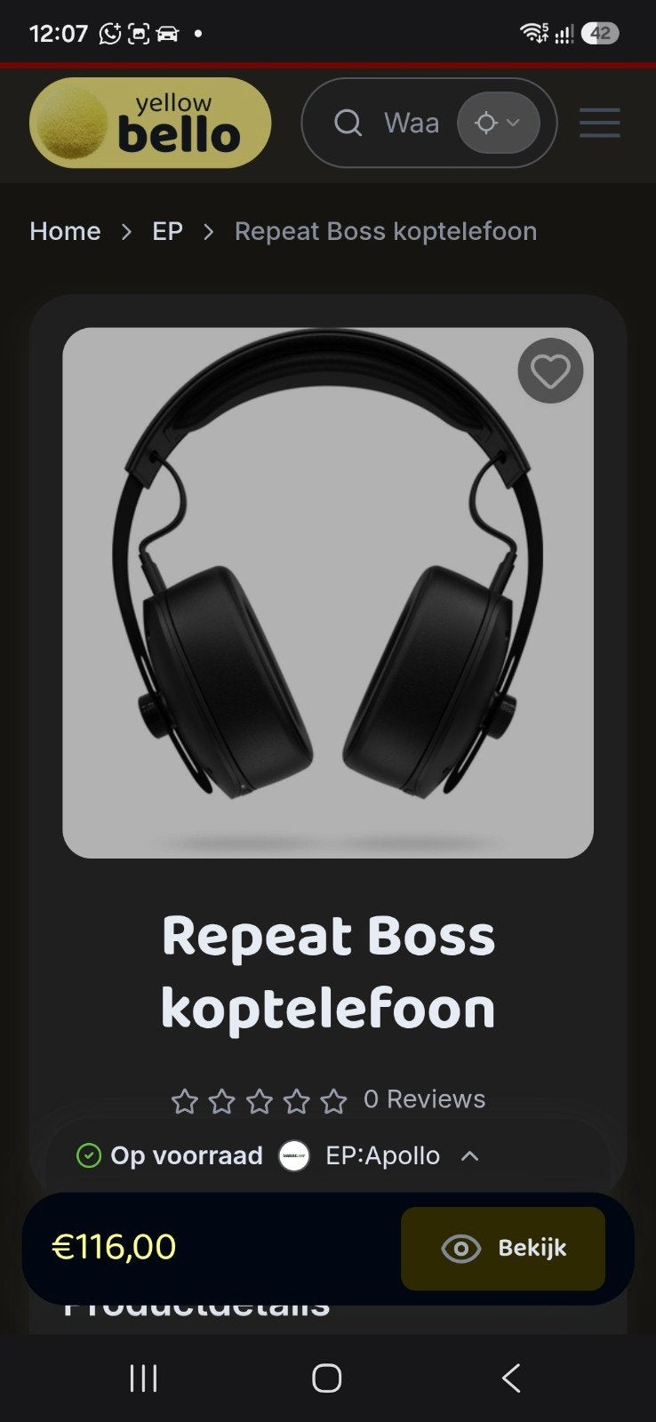 Repeat Boss Koptelefoon - Zo goed als nieuw, Audio, Tv en Foto, Koptelefoons, Ophalen of Verzenden