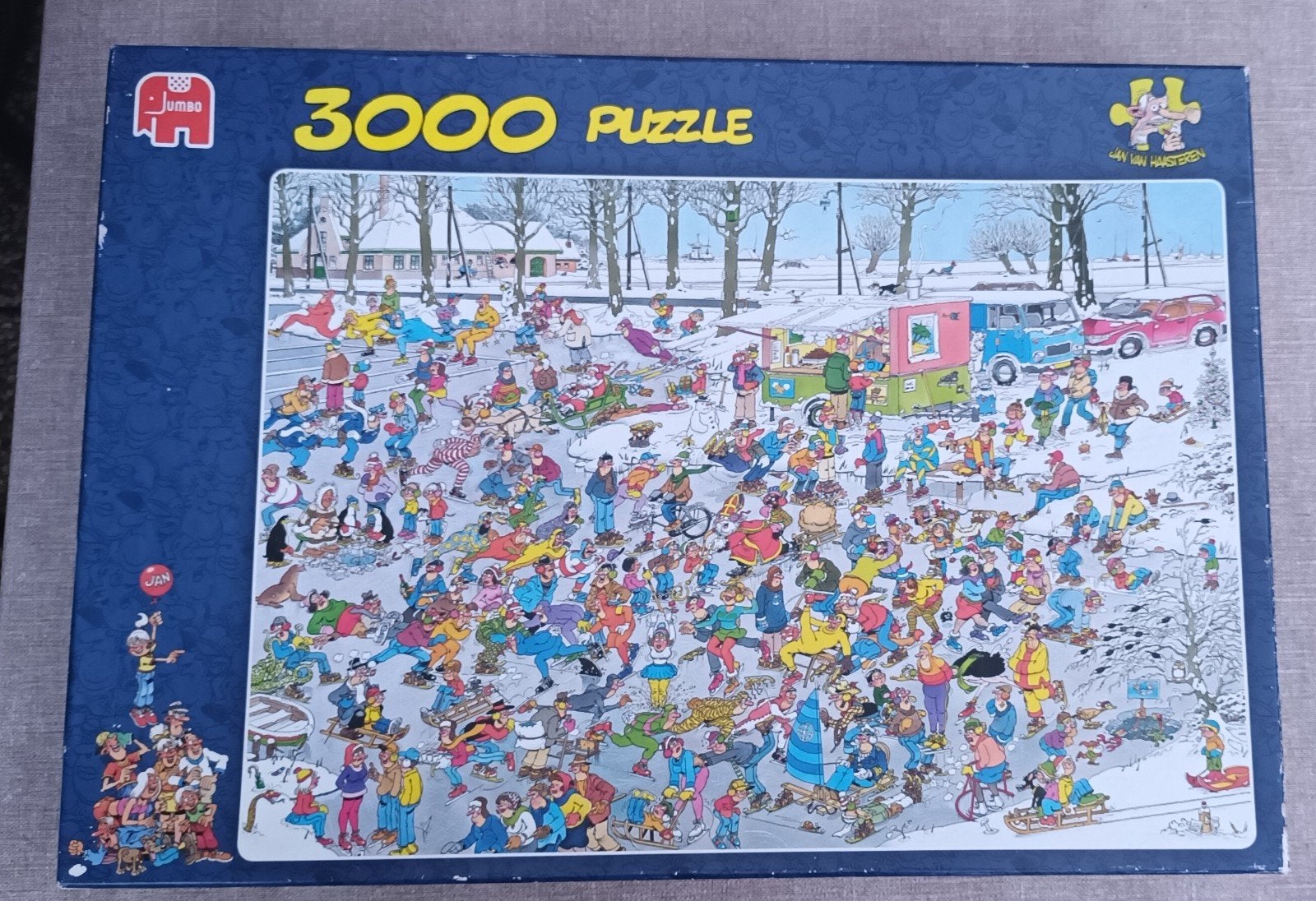 Jan van Haasteren. Op glas ijs. Comic puzzel 3000, Ophalen of Verzenden, Meer dan 1500 stukjes, Zo goed als nieuw