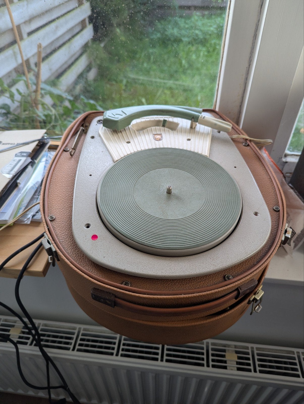 Philips AG2113 kofferplatenspeler – Jaren 50 – Voor onderdel, Ophalen of Verzenden, Niet werkend, Platenspeler, Philips
