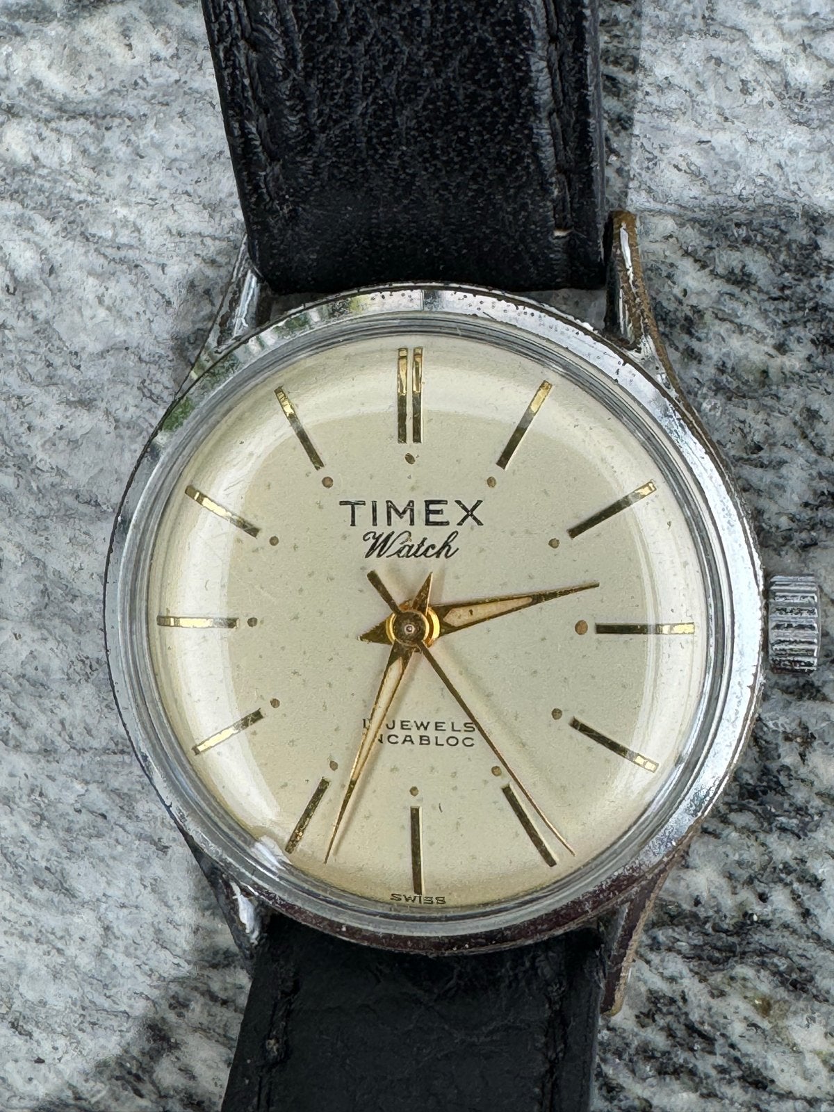 Vintage Timex Watch 17 Jewels Incabloc zeldzame Top, Sieraden, Tassen en Uiterlijk, Overige merken, Staal, Met bandje, Polshorloge