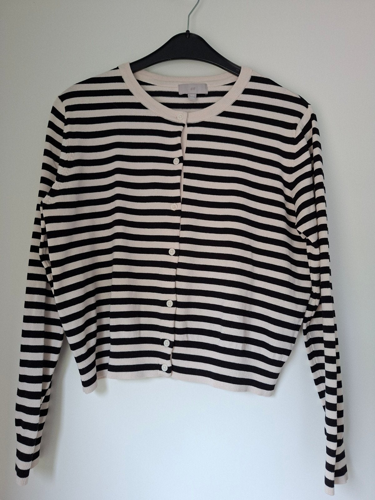 Streep vestje H&M XL zwart/ecru., H&M, Zwart, Maat 42/44 (L), Nieuw