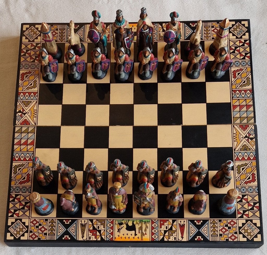 Groot houten schaakspel uit Peru – Handgemaakt – Nieuw, Hobby en Vrije tijd, Een of twee spelers, Verzenden, Nieuw