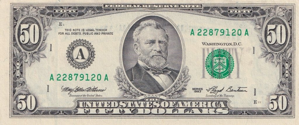 50 dollar biljet USA, unc, Ophalen of Verzenden, Noord-Amerika, Los biljet