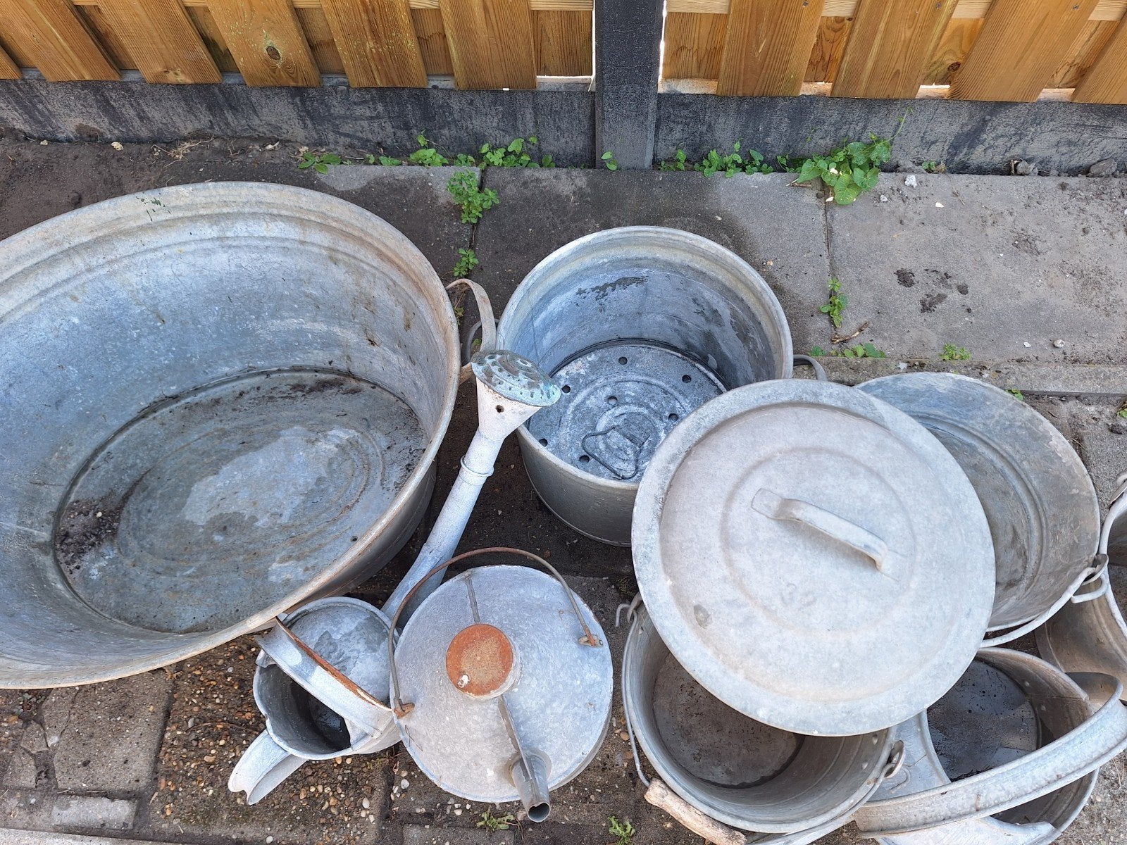 Zinken Tuindecoratie voor weinig alles in 1 koop., Ophalen, Gebruikt