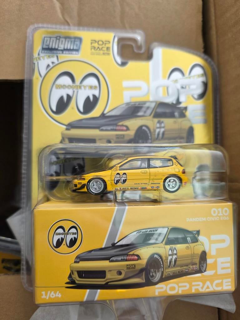 Pop Race Pandem Civic EG6 Mooneyes 1/64 Diecast Model, Ophalen of Verzenden, Popracet64, Onbekend, Onbekend