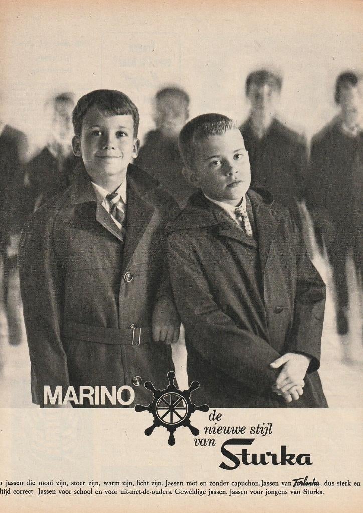 Retro reclame 1964 Sturka jongensmode marino jasjes, Verzenden, Overige typen