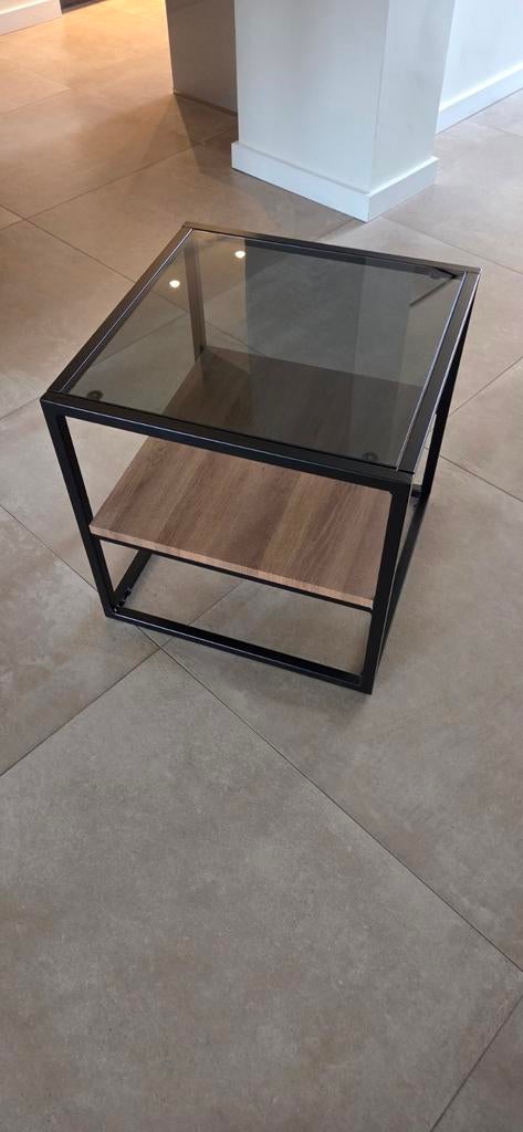 Salontafel/bijzettafel - Glas & Hout 50x50x50, Ophalen, 50 tot 100 cm, 50 tot 100 cm, Minder dan 50 cm