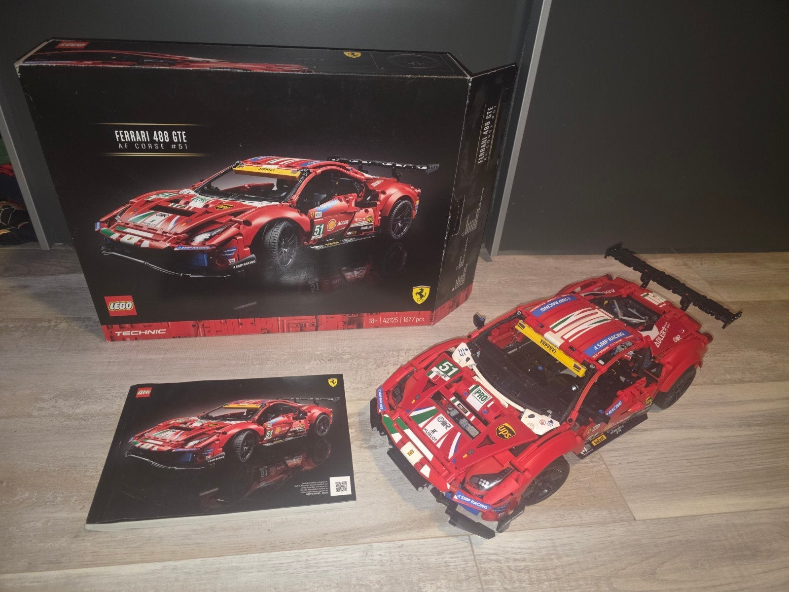Lego Technic 42125 Ferrari 488 GTE 'AF Corse #51 100% compl., Inclusief instructies, Lego, Ophalen of Verzenden, Zo goed als nieuw