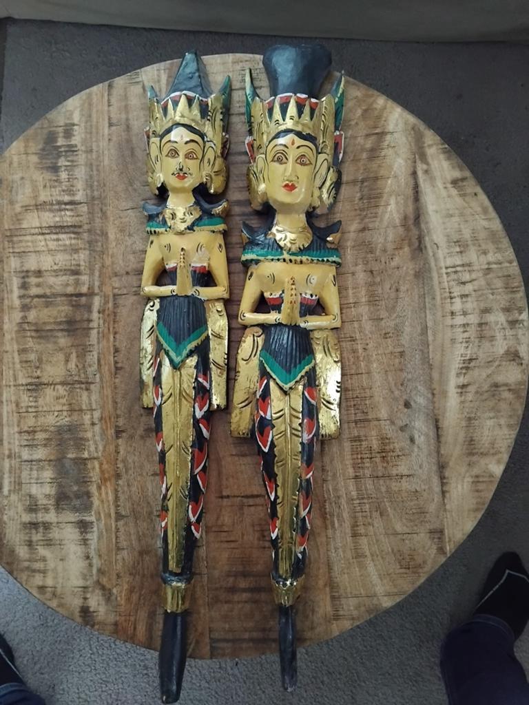 Handgesneden houten figuren Rama en Sita, Ophalen of Verzenden