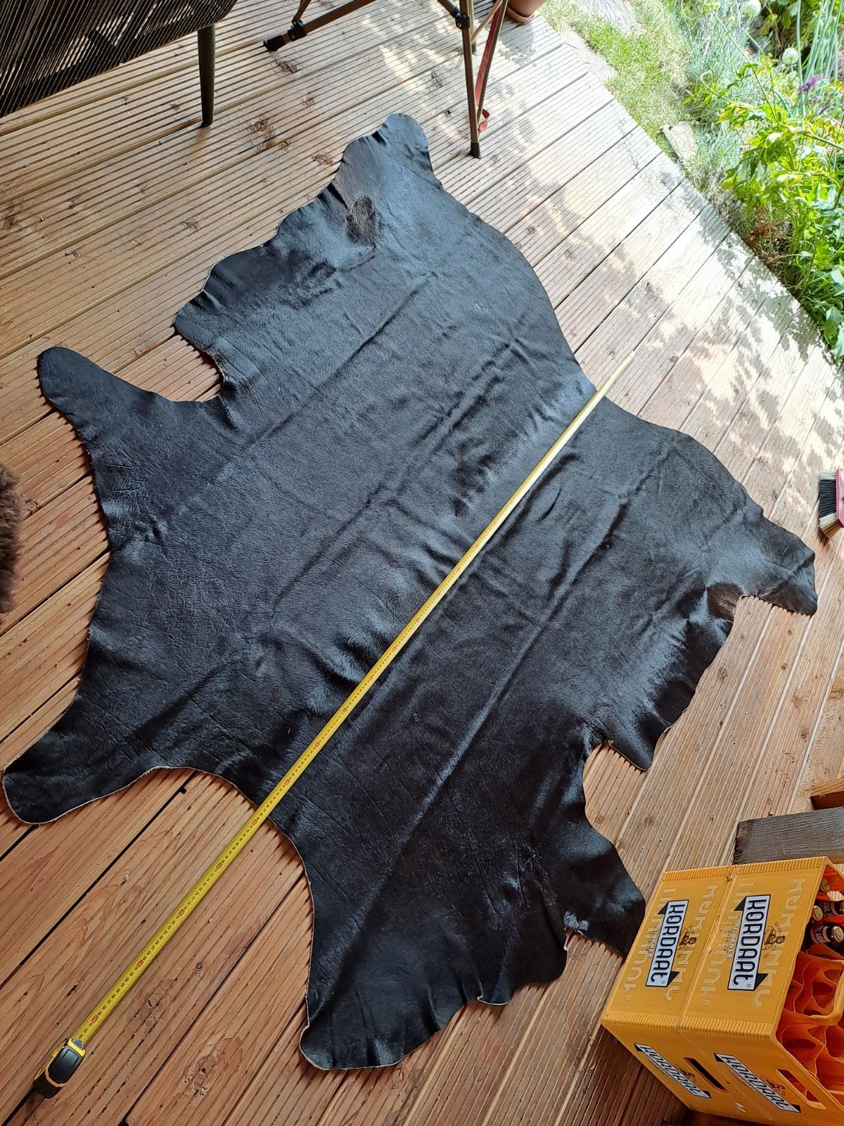 Zwart koeienhuid vloerkleed, Ophalen, Zwart, 200 cm of meer, Natuurlijk, Stoer
