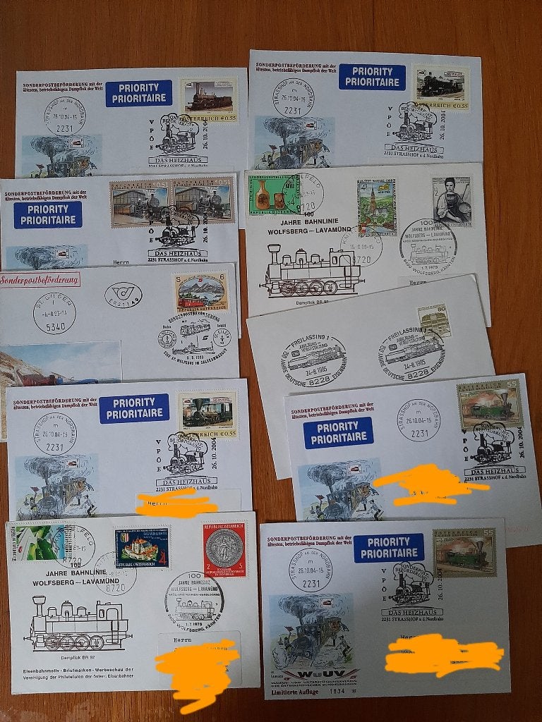 Oostenrijk brieven postzegel + stempel trein spoorwegen post, Verzenden, Envelop