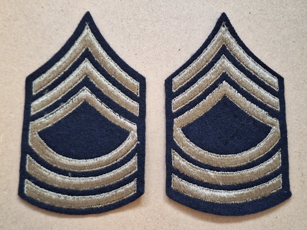 WWII US Master Sergeant stripes on felt, Verzenden, Amerika, Embleem of Badge