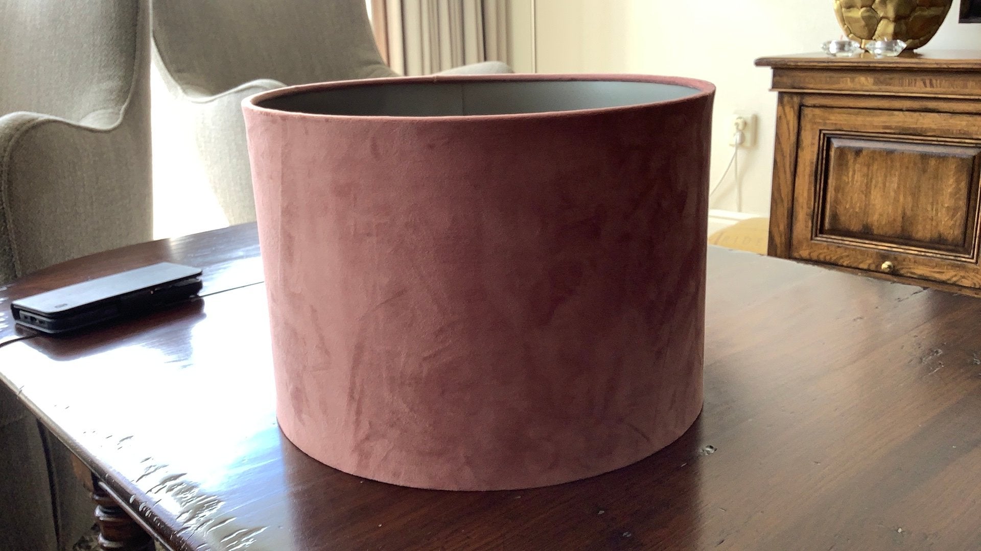 Oud roze lampenkap, Ophalen of Verzenden, Zo goed als nieuw, Rond, Minder dan 25 cm