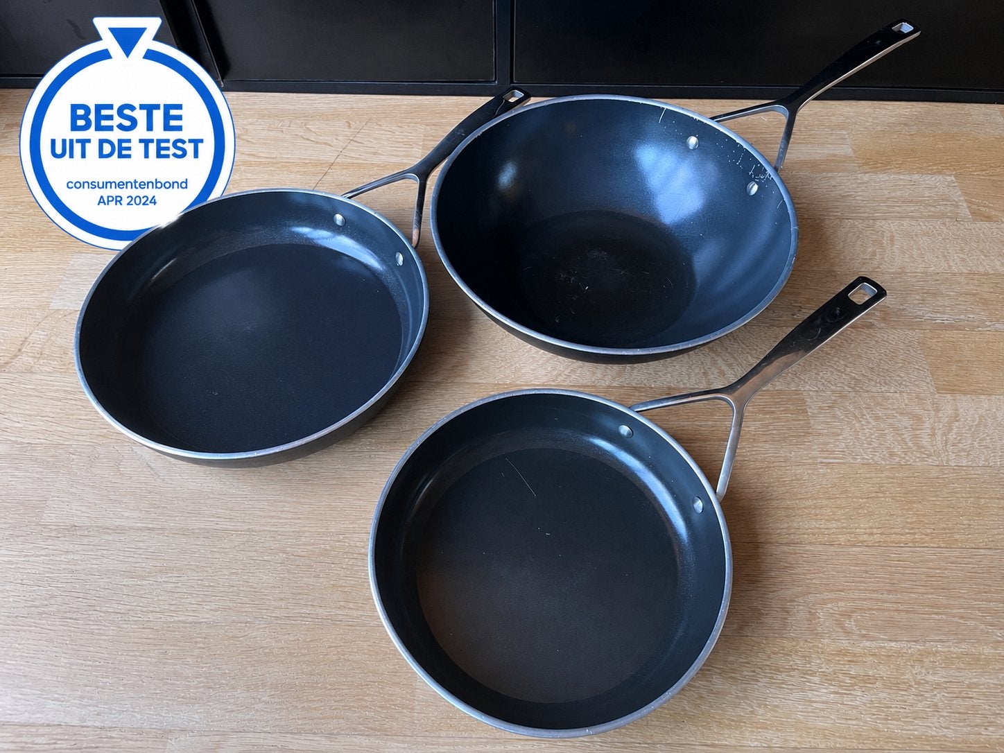 Demeyere Alu Pro 5 Ceraforce pannenset 24 28 en 30 cm wok, Demeyere, Gebruikt, Aluminium, Pannenset