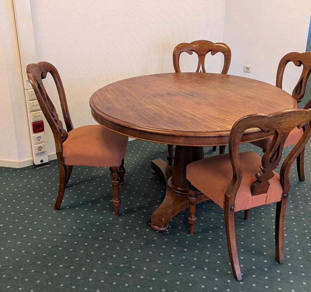 Mahoniehouten, Engelse eethoek met ronde tafel, Ophalen of Verzenden