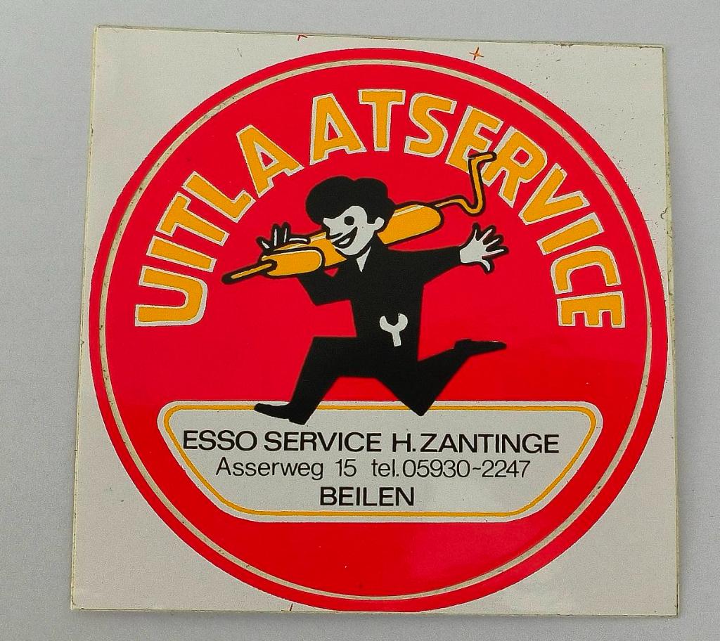 Sticker uitlaatservice van Esso Service H. Zantinge Beilen, Ophalen of Verzenden, Zo goed als nieuw, Bedrijf of Vereniging