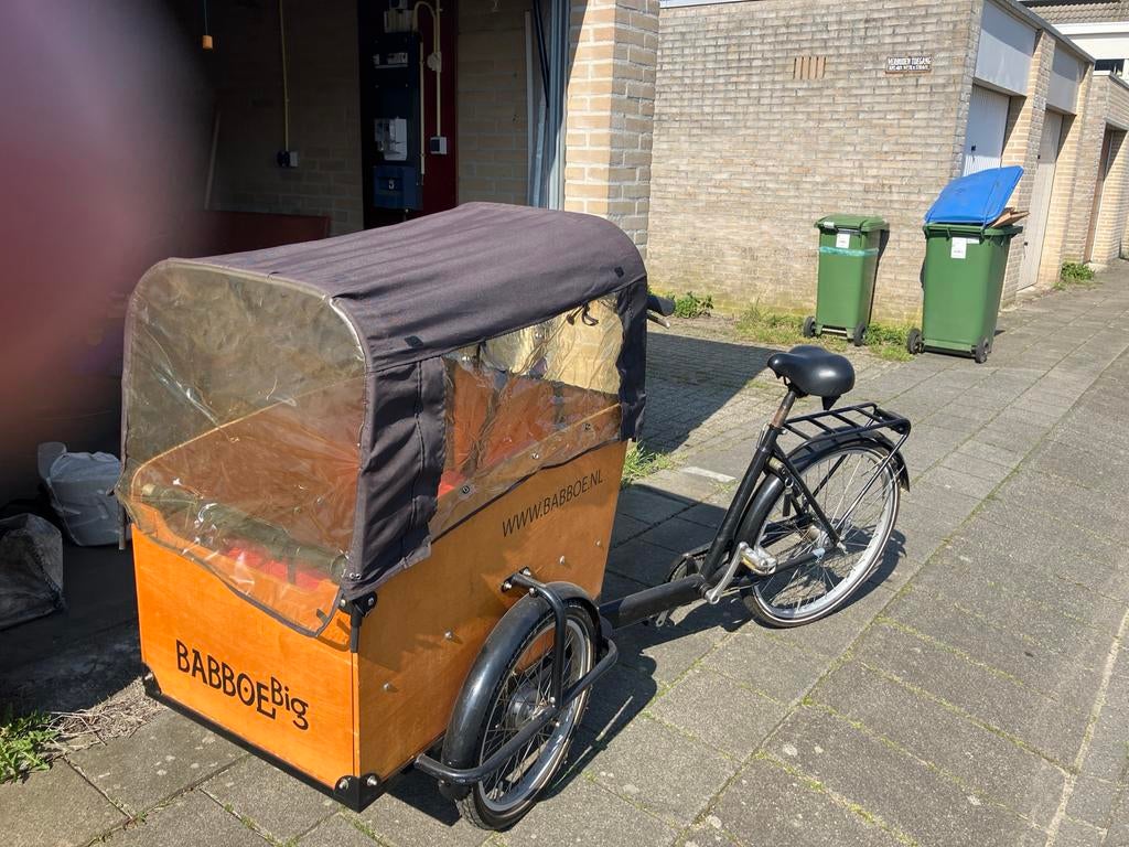 Babboe Big bakfiets met huif, Fietsen en Brommers, Fietsen | Bakfietsen, Gebruikt, Huif, 3 kinderen, Ophalen