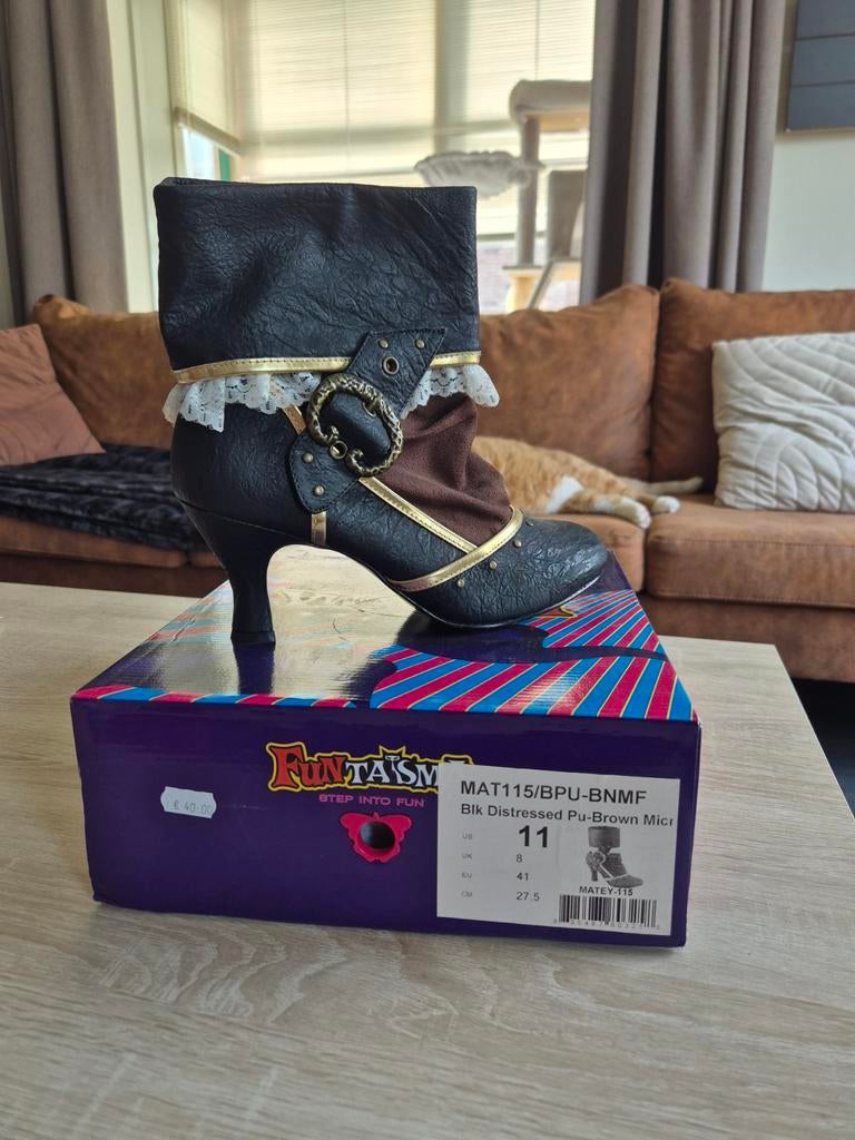 Funtasma Steampunk Laarzen Maat 41, Kleding | Dames, Schoenen, Ophalen of Verzenden, Zo goed als nieuw, Zwart, Hoge laarzen