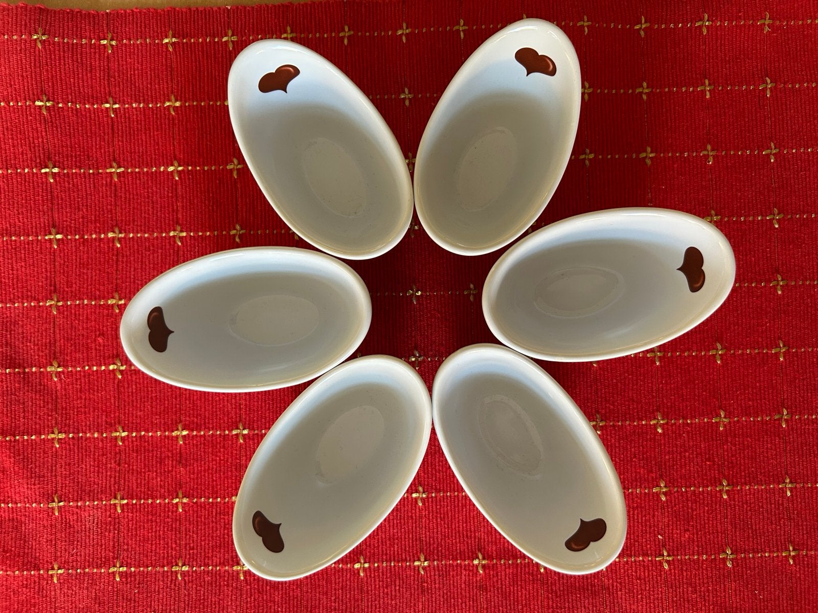Set van 6 witte schaaltjes met hartje, Overige merken, Keramiek, Ophalen of Verzenden, Modern