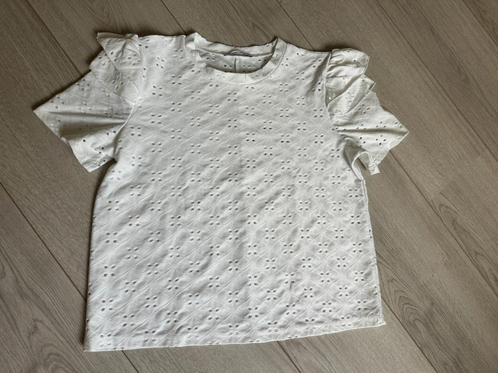 Zara broderie shirt wit maat S, Maat 38/40 (M), Verzenden, Wit, Zo goed als nieuw