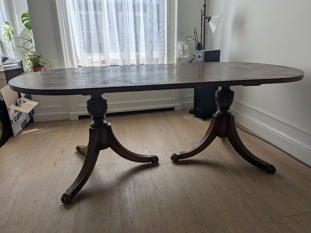 Klassieke eettafel leeuwenpootjes, ovaal, Huis en Inrichting, Tafels | Eettafels, Ophalen, Gebruikt, Klassiek, antiek, engels