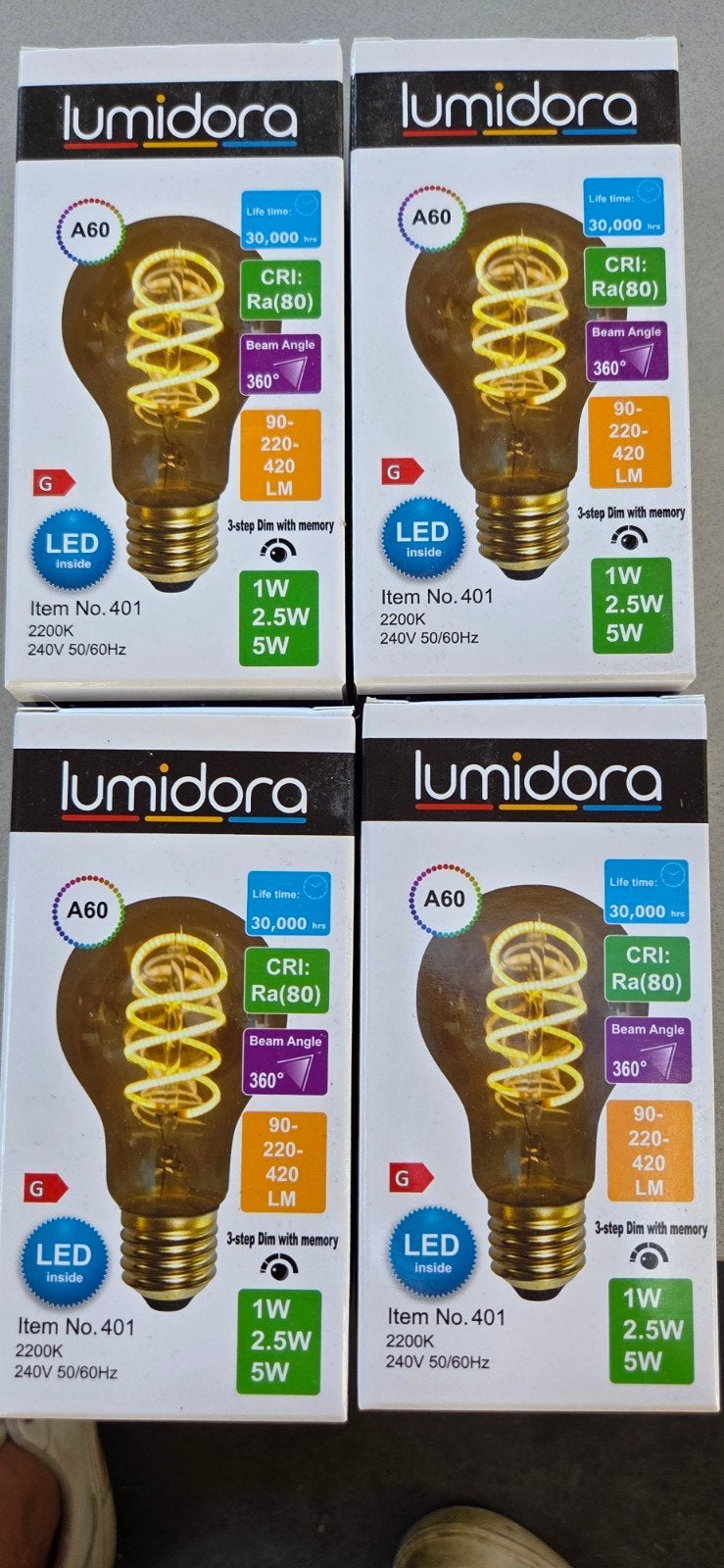 Lumidora A60 LED Filament Lampen - 3-staps Dimbaar, Ophalen of Verzenden, Nieuw