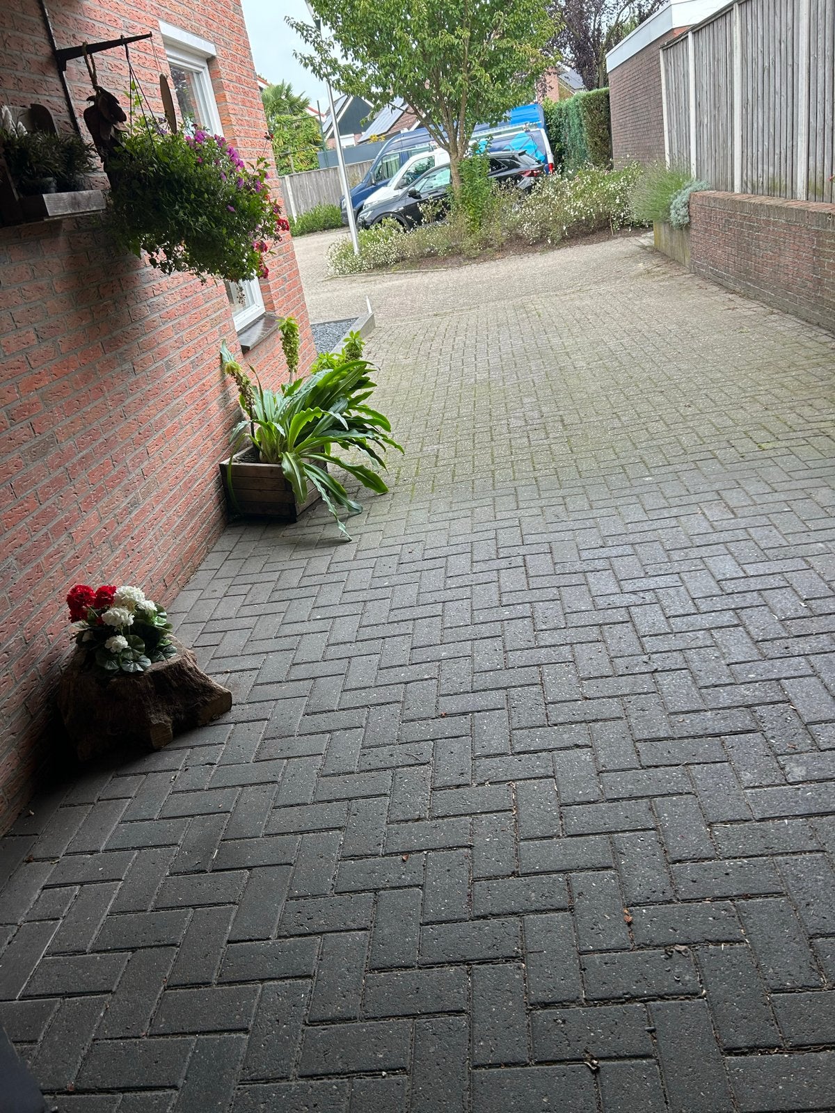 Gebruikte betontegels voor oprit of terras 85 m2 kleur zwart, Tuin en Terras, Ophalen, Gebruikt, Overige typen, 10 m² of meer