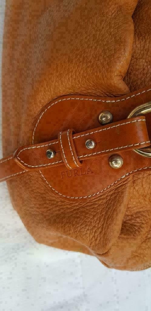 E523 FURLA bruin echt lederen damestas zeer fraai, Ophalen of Verzenden, -, -, -