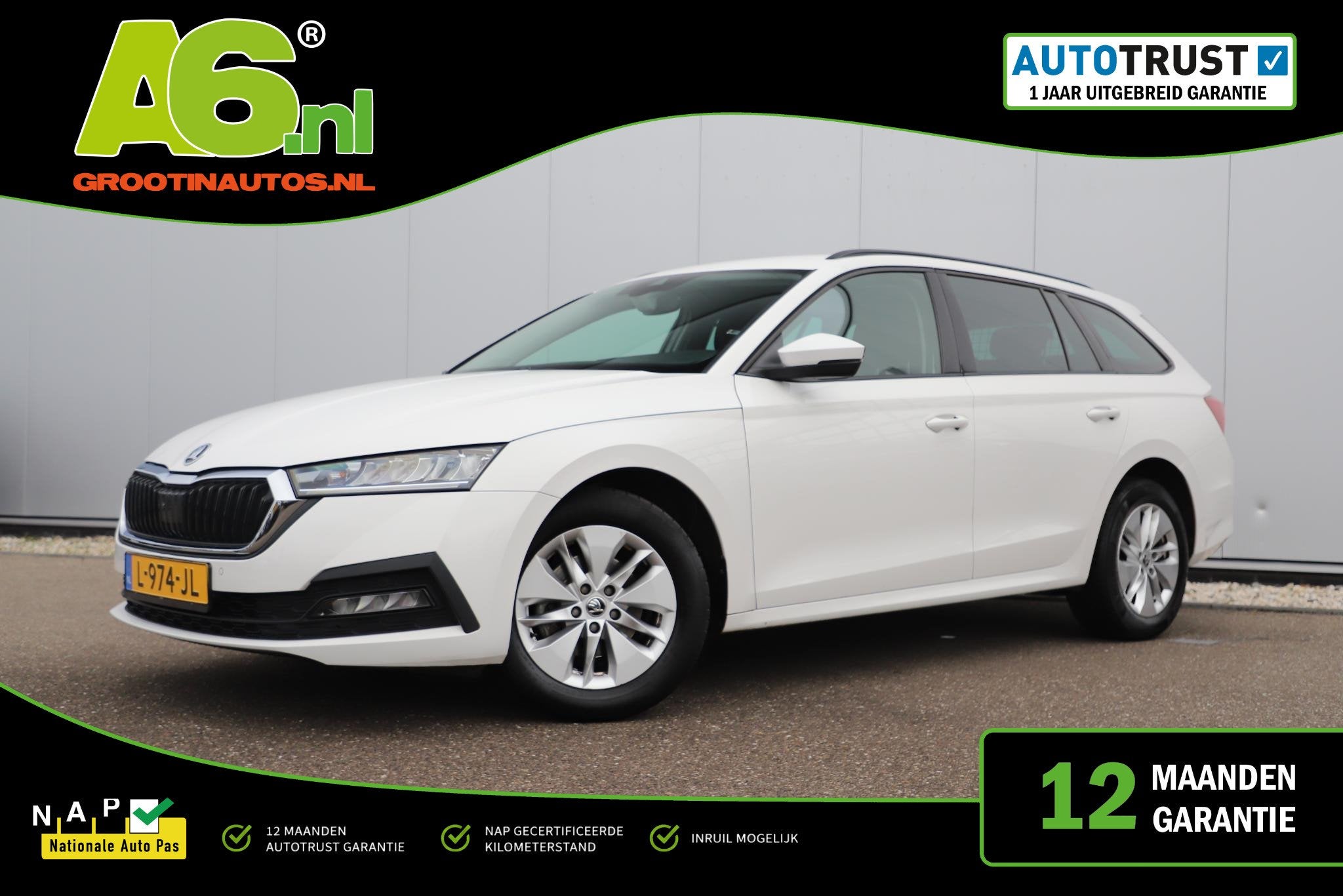 Skoda Octavia Combi 1.0 e-TSI Business Edition Automaat Virt, Auto's, Stof, Gebruikt, Met garantie (alle), Wit