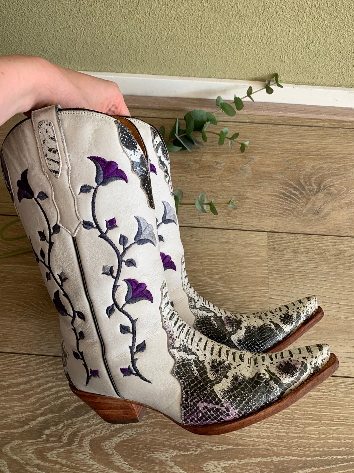 Buffalo flowerboots 38 western boots cowboylaarzen, Hoge laarzen, -, Wit, -