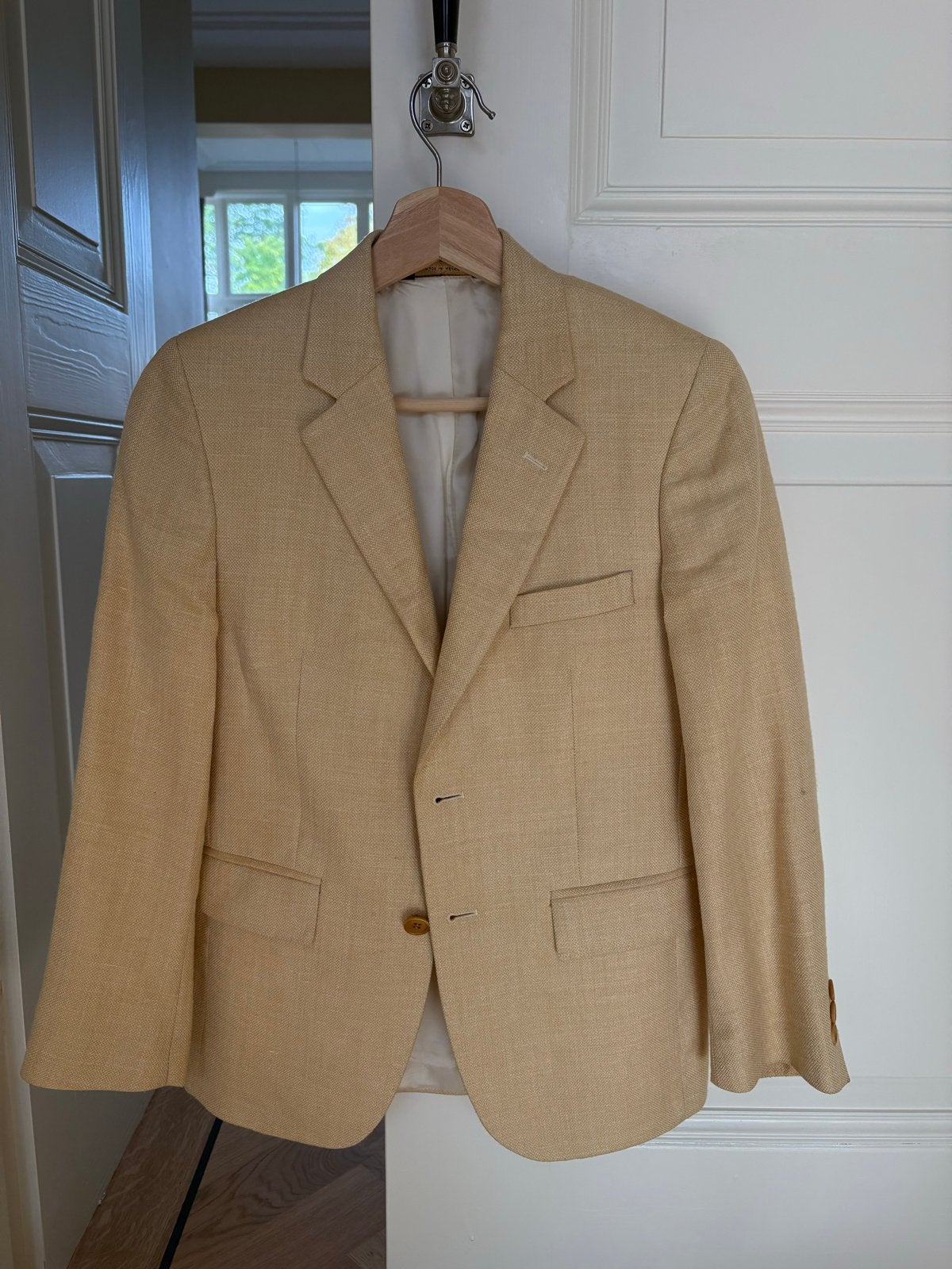 Stijlvol Beige Heren Colbert - Maat S, Kleding | Heren, Ophalen of Verzenden, Zo goed als nieuw, Maat 52/54 (L), Beige