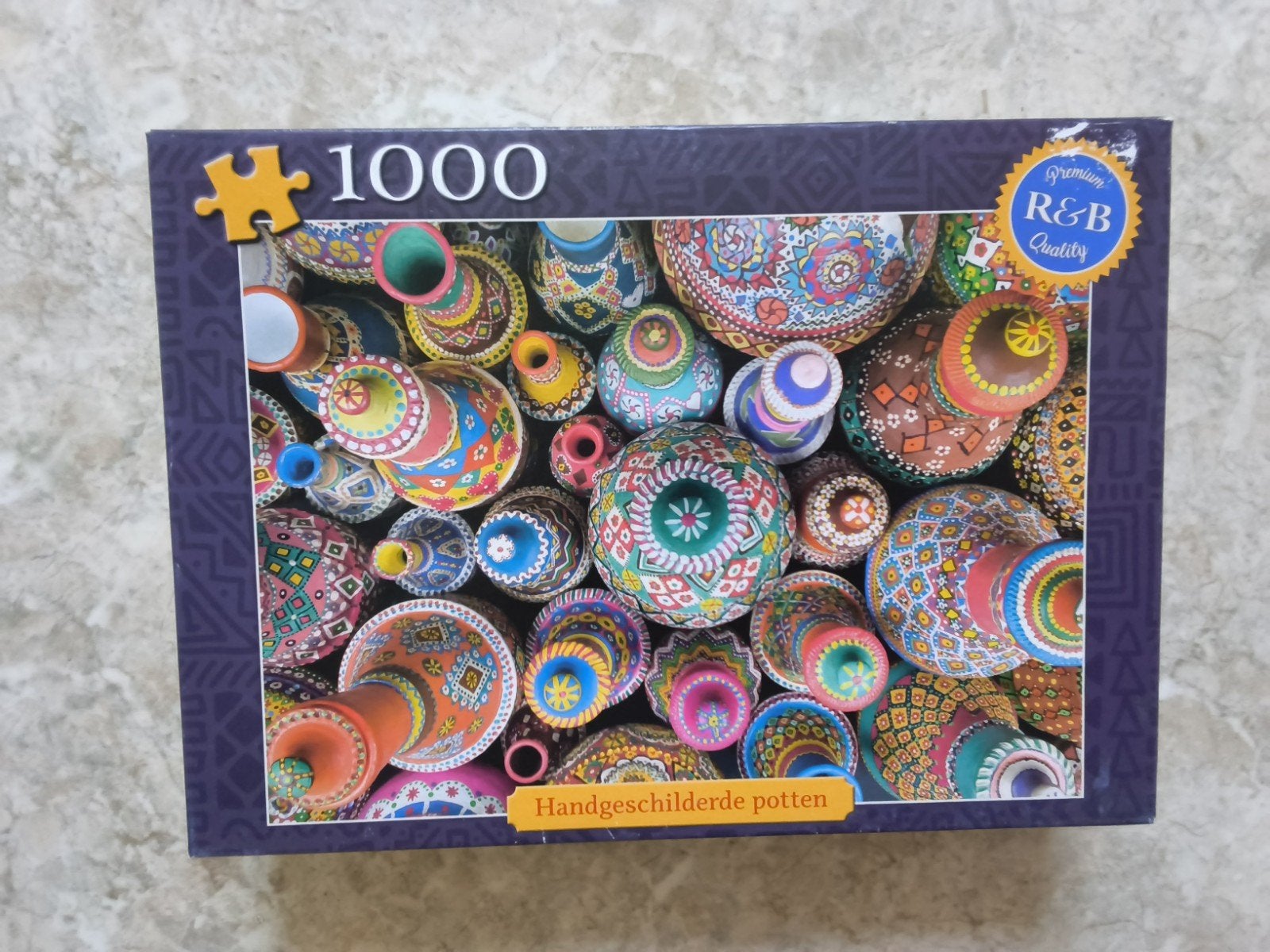 Legpuzzel 1000 stukjes - Handgeschilderde potten R&B Quality, Ophalen of Verzenden, 500 t/m 1500 stukjes, Zo goed als nieuw, Legpuzzel