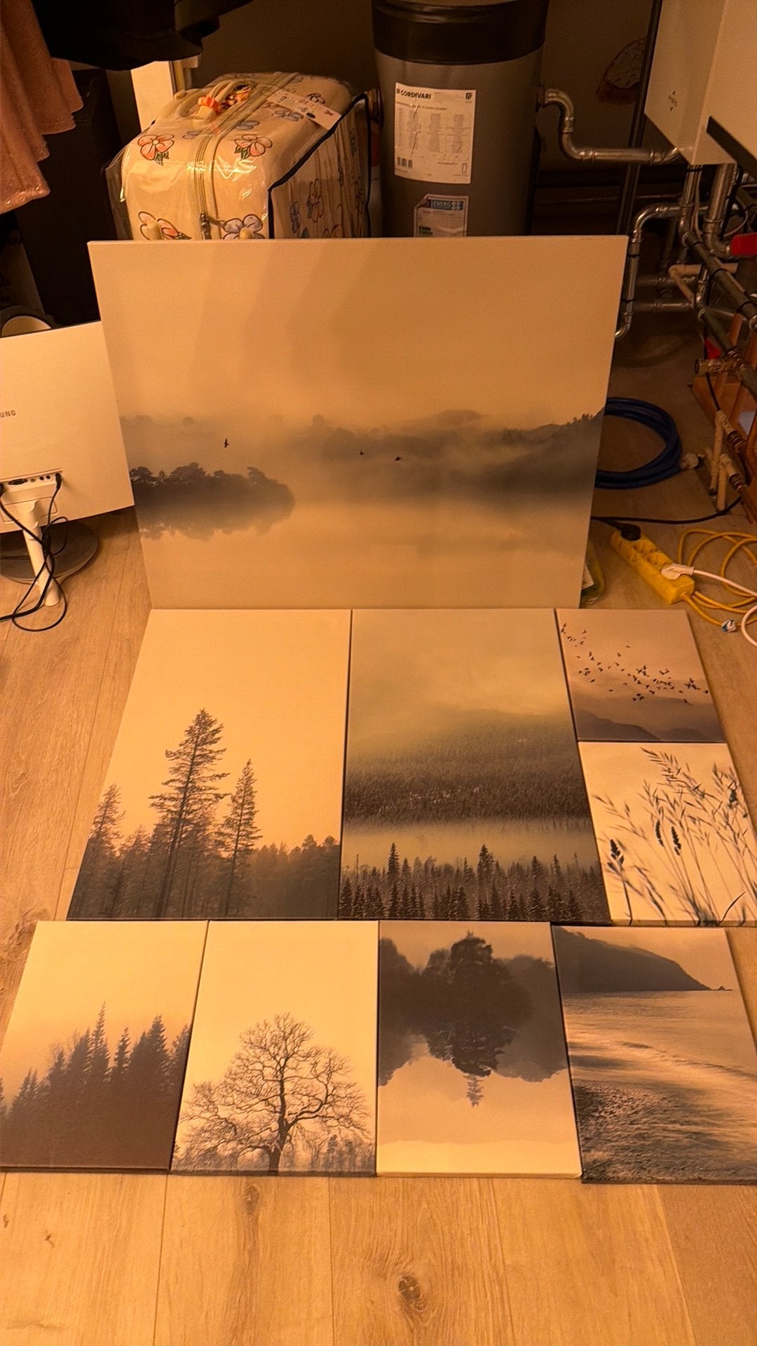 IKEA GRÖNBY fotoset 9 canvas schilderijen blue landscape, Ophalen, Zo goed als nieuw, Schilderij