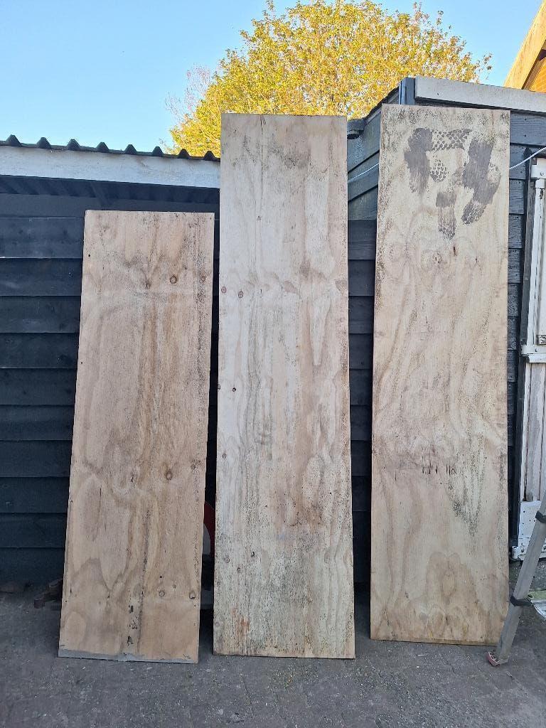 Houten platen 8 mm  3 x per stuk, Doe-het-zelf en Verbouw, Hout en Planken, Ophalen, Gebruikt, Minder dan 25 mm, 200 tot 250 cm