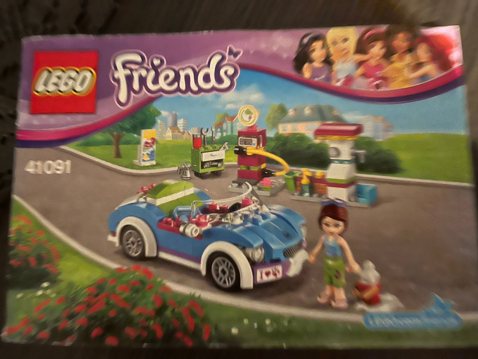 Lego friends - auto met tankstation 41091, Gebruikt, Lego, Friends, Ophalen of Verzenden