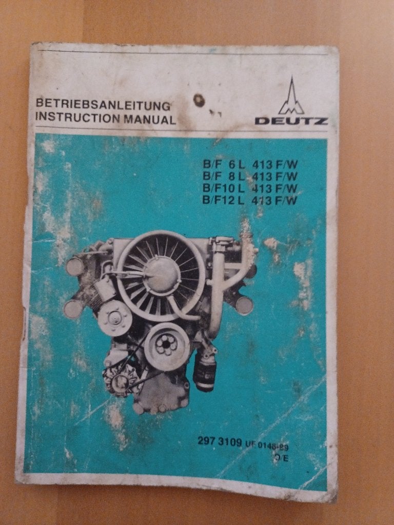Bedieningshandleiding Deutz motor B/F 6L, 8L, 10L en 12L 413, Boeken, Ophalen of Verzenden, Gelezen, Tractor en Landbouw