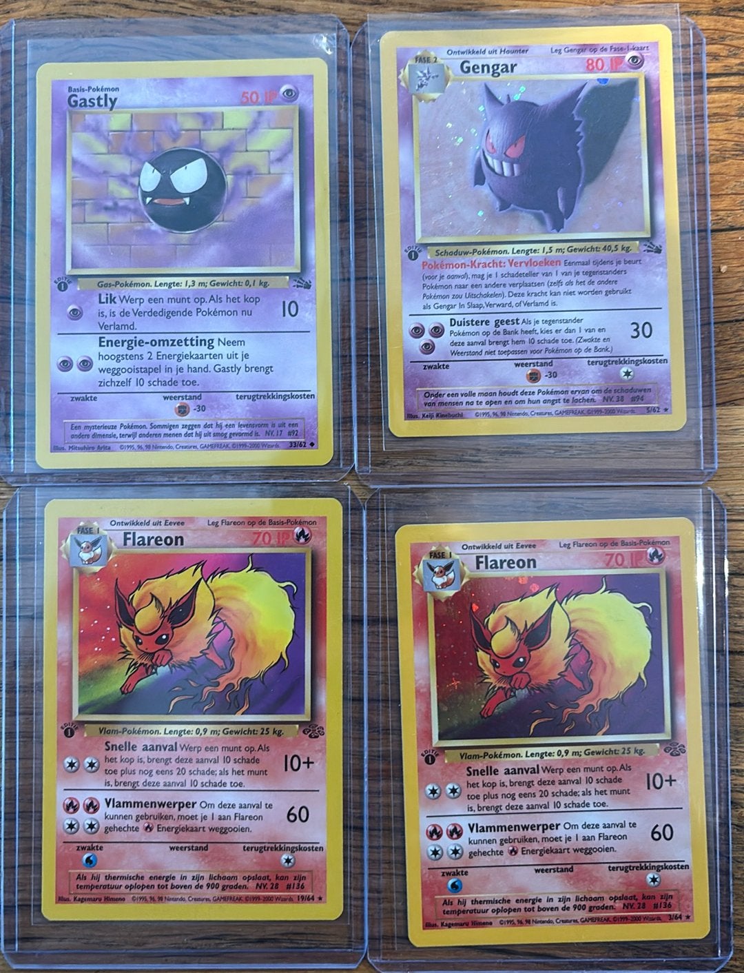 1st edition NL pokemon, gengar, flareon, holo’s! Dutch, Ophalen, Zo goed als nieuw