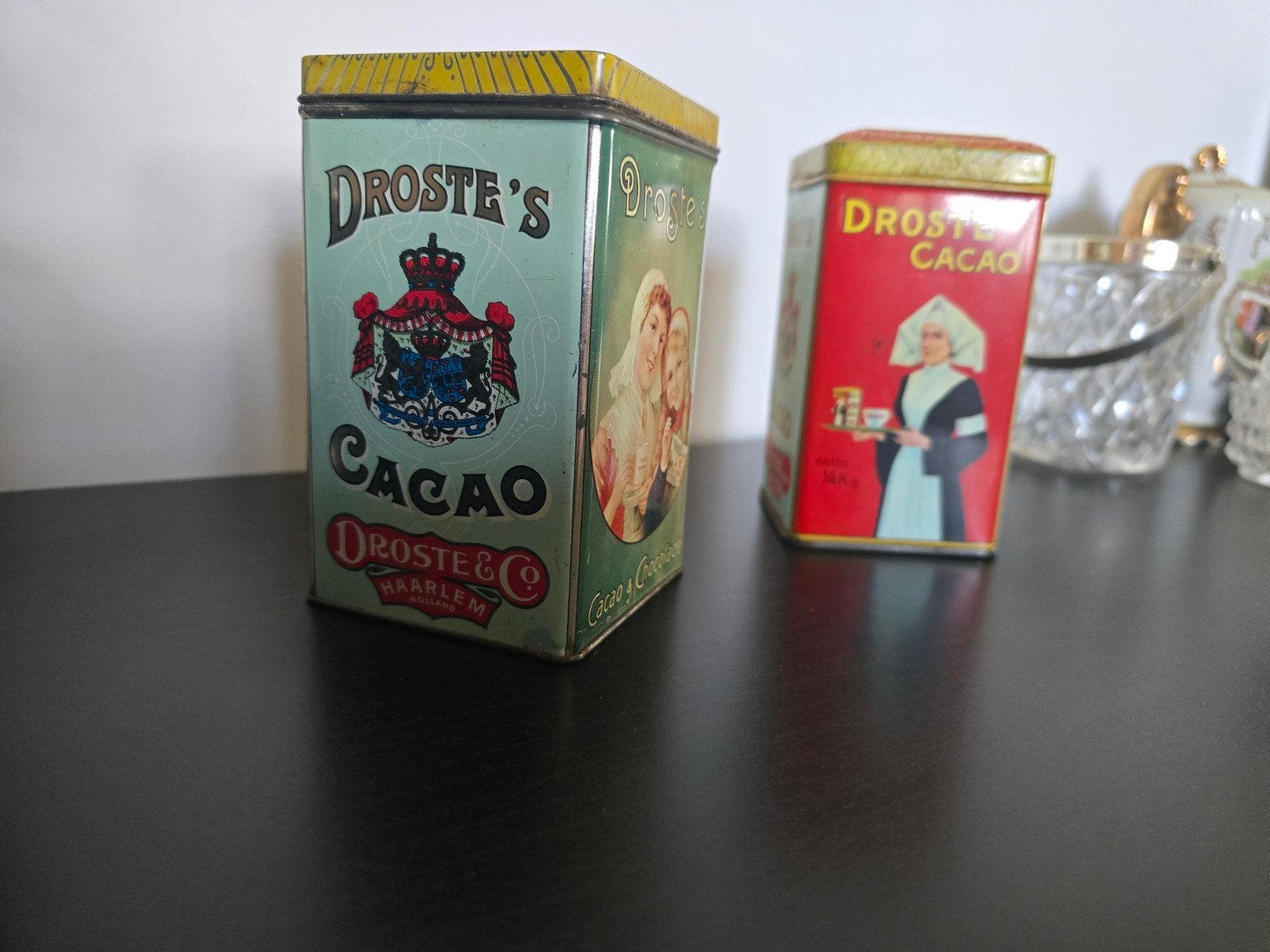 Vintage Droste Cacao Blikken - Set van 2, Ophalen of Verzenden, Gebruikt, Droste