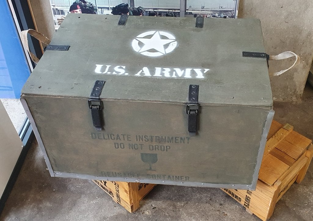 Militaire opslagkist, Kinderkamer ?, Ophalen, Minder dan 50 cm, 50 tot 100 cm, Zo goed als nieuw