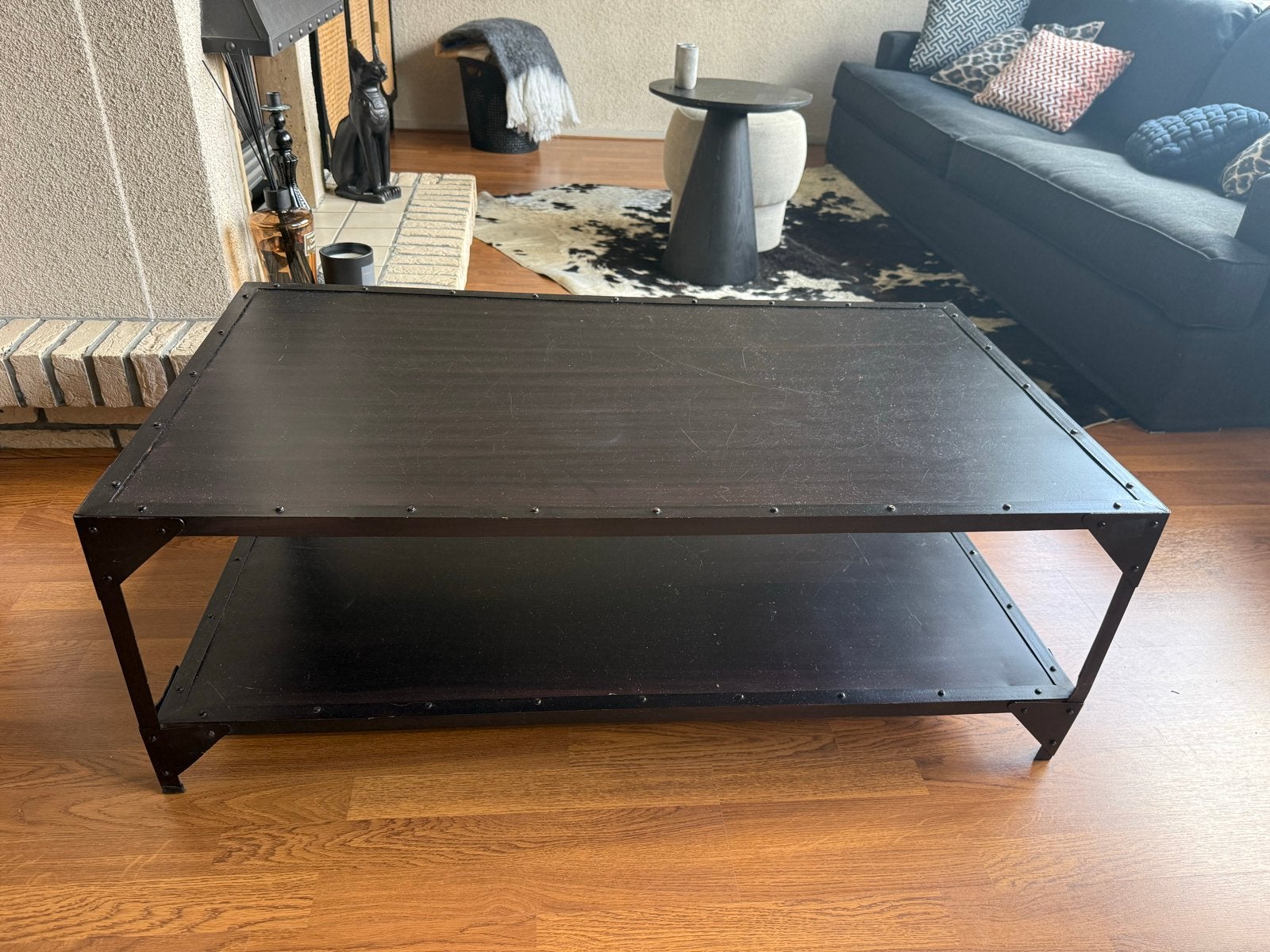 Zwarte metalen salontafel 110x60x40 cm, Huis en Inrichting, Ophalen, 100 tot 150 cm, 50 tot 100 cm, Metaal